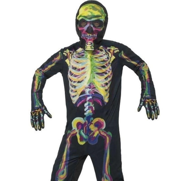 Glow In The Dark Skeleton Costume Kids Multi Coloured Jumpsuit_1