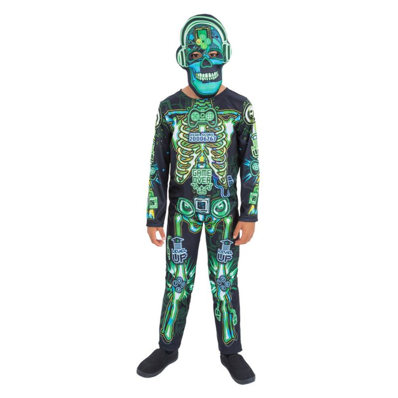 Glow in the Dark Gamer Skeleton Child Costume with Mask 1