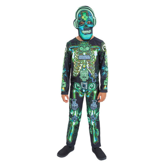 Glow in the Dark Gamer Skeleton Child Costume with Mask 1
