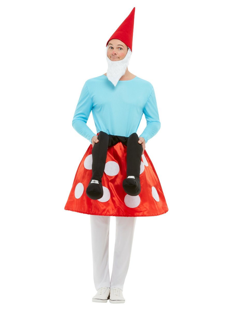 Gnome Toadstool Costume Adult Blue Red 2