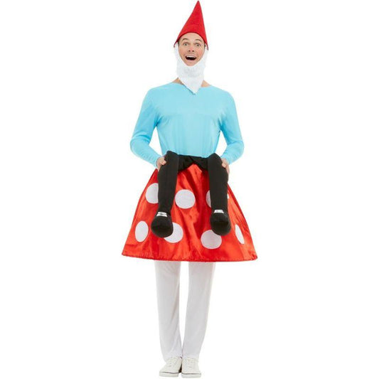 Gnome Toadstool Costume Adult Blue Red 1