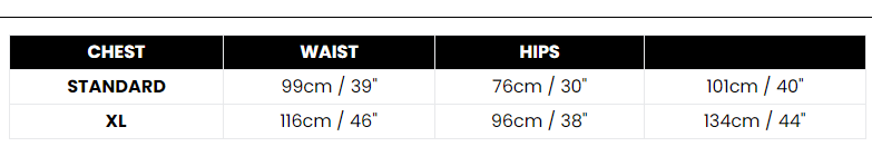 Size Chart Goblin King David Bowie Labyrinth Costume