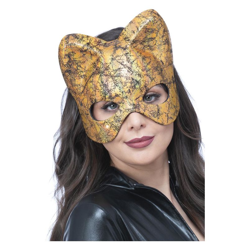 Gold Cat Eyemask Adult On Elastic Costume Accessory 1