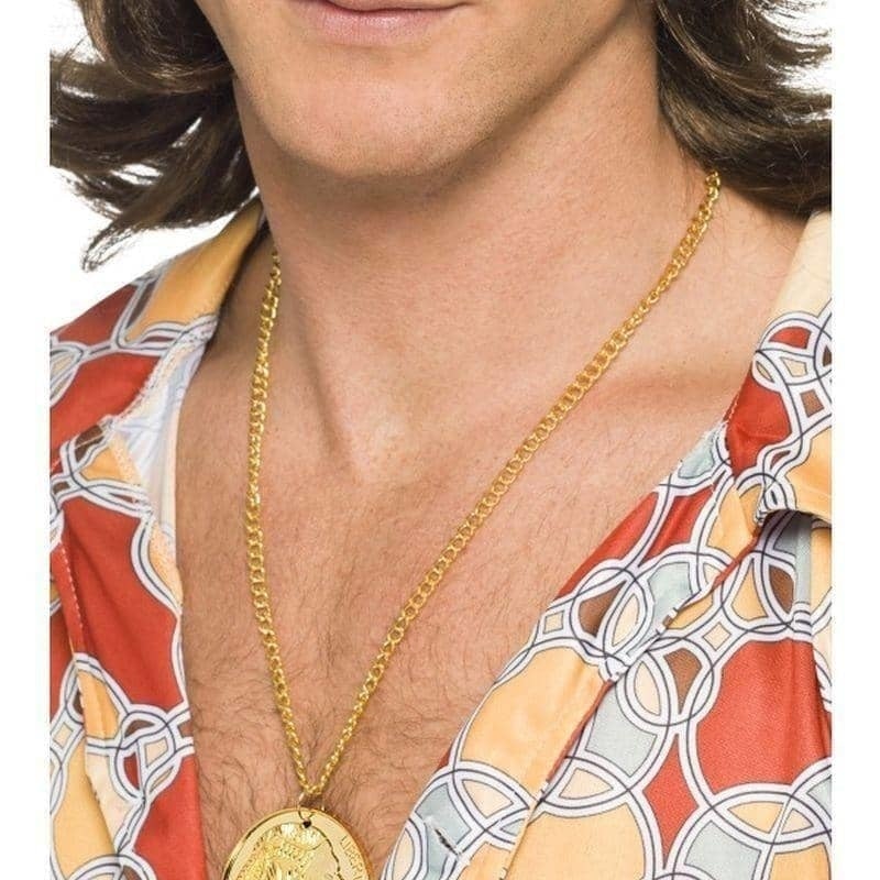 Gold Metal Medallion On Chain Adult 2