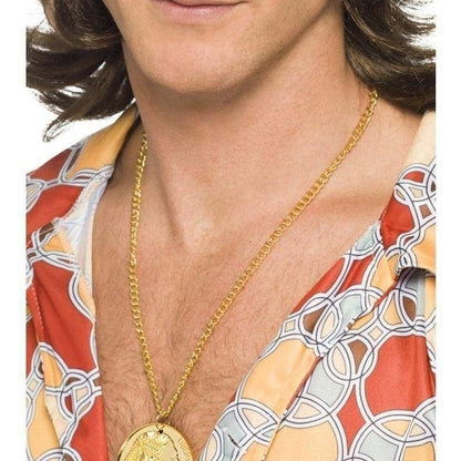 Gold Metal Medallion On Chain Adult 2