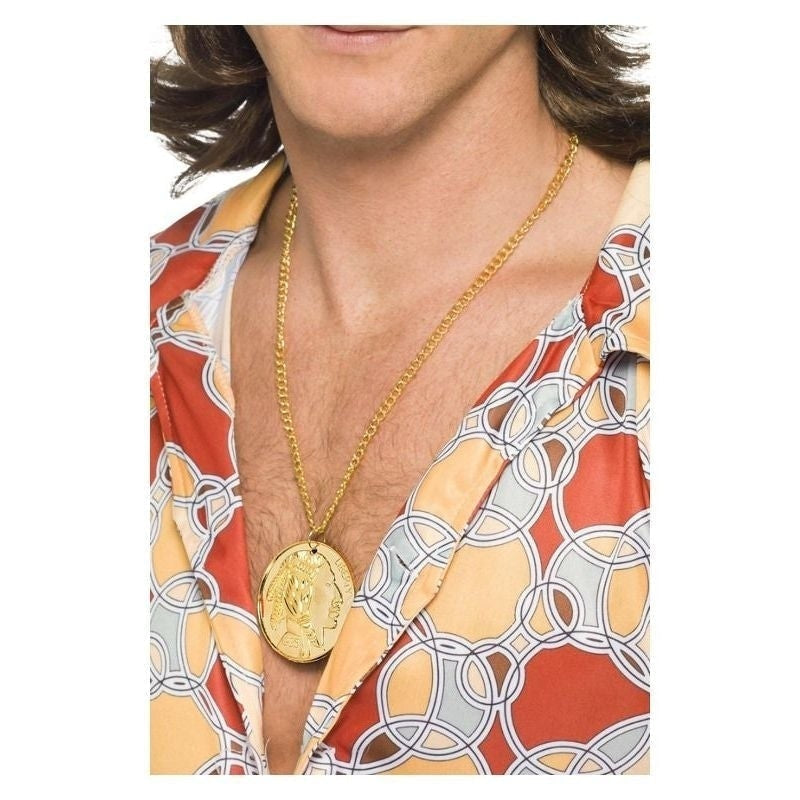 Gold Metal Medallion On Chain Adult 1