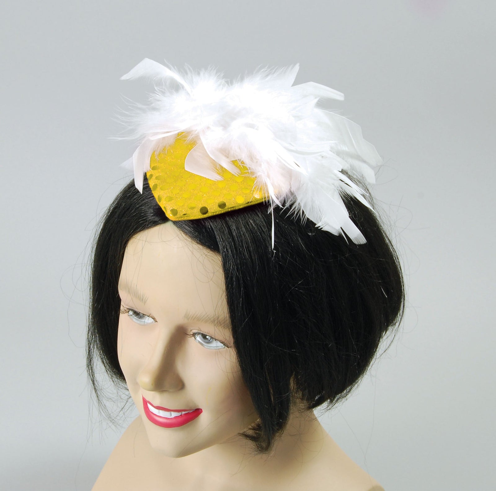 Gold Sequin Hat with Feather Gangster Moll Costume Accessory 1