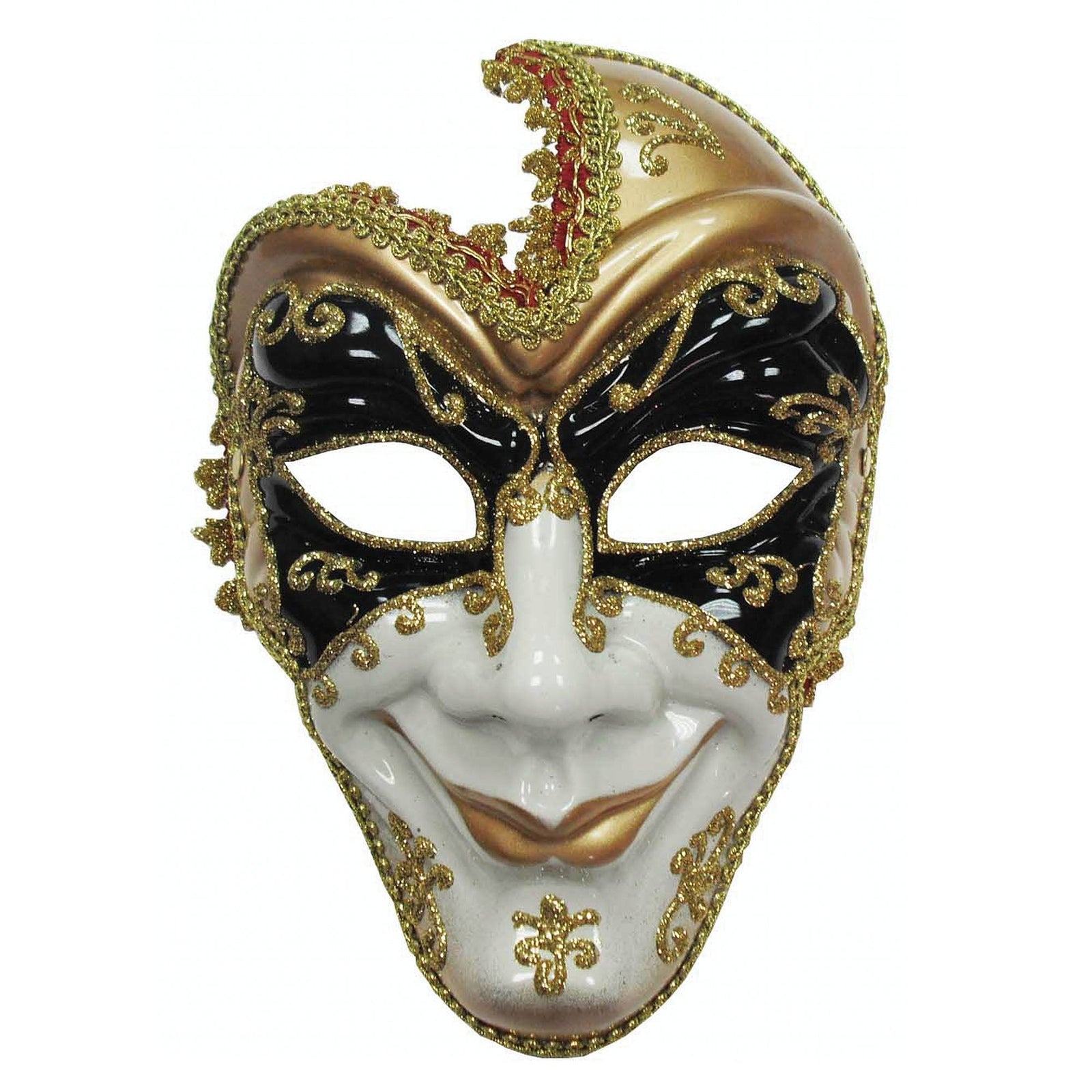 Gold Venetian Man Mask Full Face Glittery Swirls 1