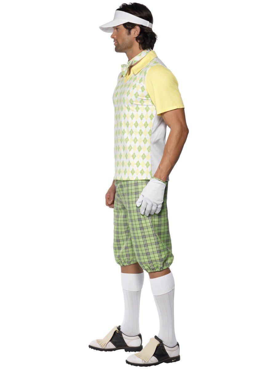 Gone Golfing Costume Green Shorts Top Visor Bow Tie Glove_2