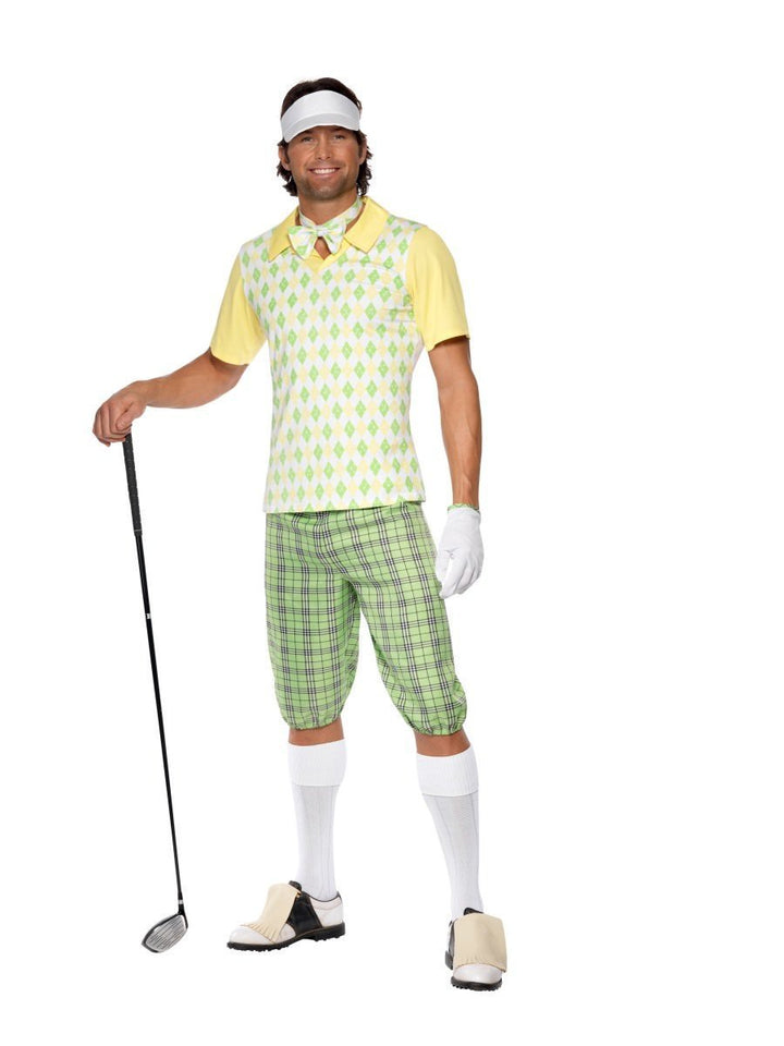 Gone Golfing Costume Green Shorts Top Visor Bow Tie Glove_4