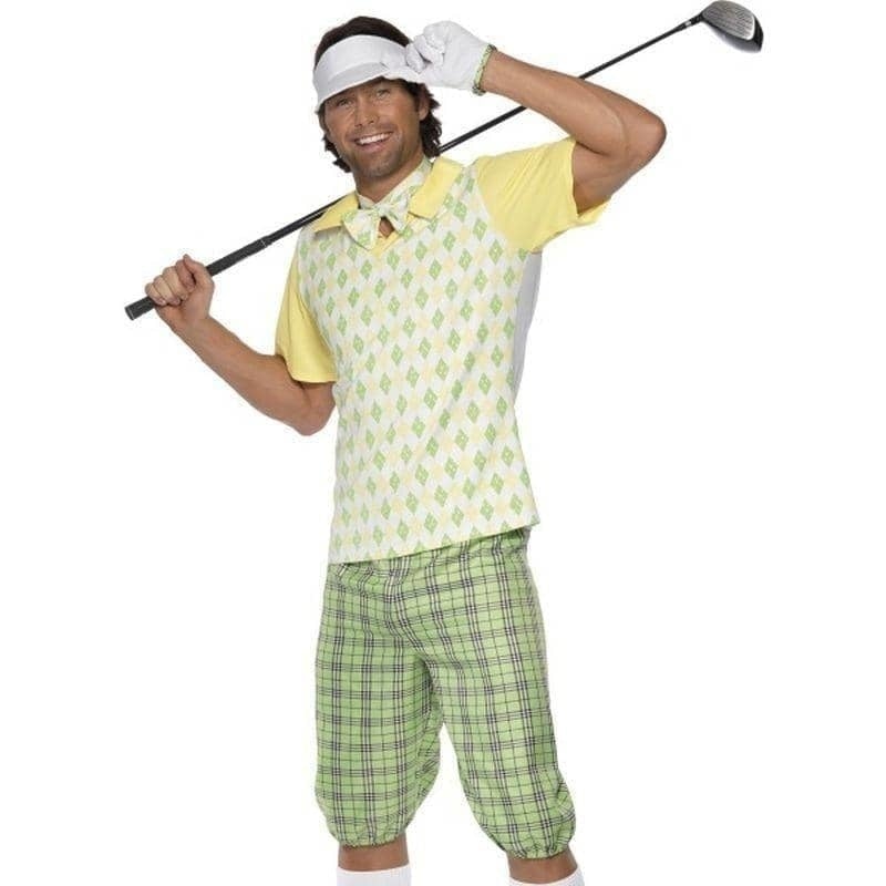 Gone Golfing Costume Green Shorts Top Visor Bow Tie Glove_1
