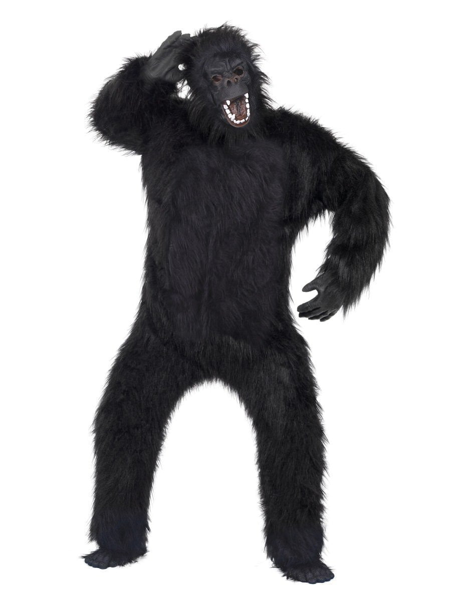 Gorilla Costume Adult Black Bodysuit Mask Hands Feet 2