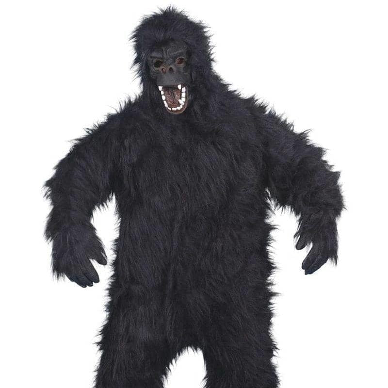 Gorilla Costume Adult Black Bodysuit Mask Hands Feet 1