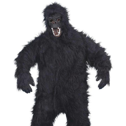 Gorilla Costume Adult Black Bodysuit Mask Hands Feet 1