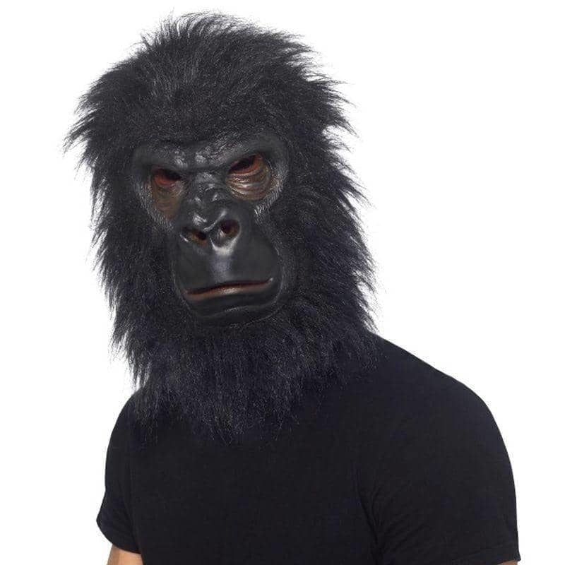 Gorilla Mask Adult Black Hair Latex 1