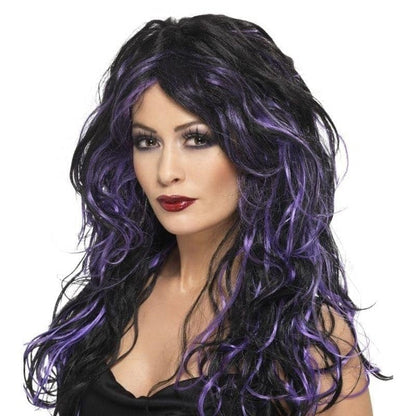 Gothic Bride Wig Long Purple and Black Halloween Glam Costume Accessory 2