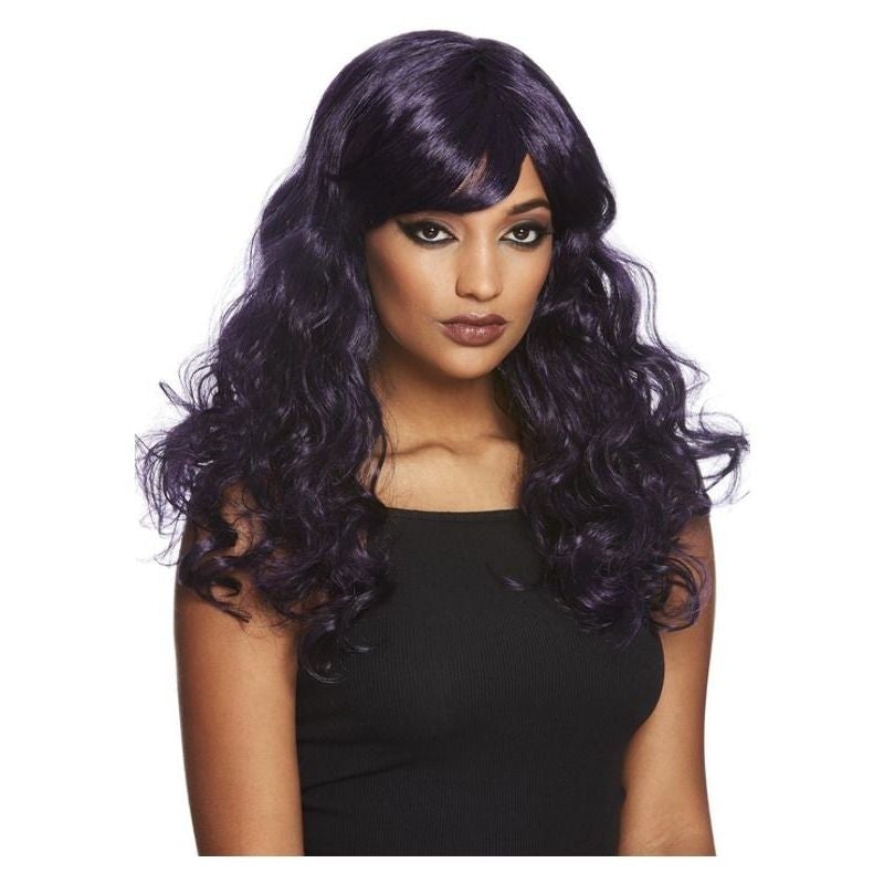 Gothic Seductress Curly Wig Black & Purple_1