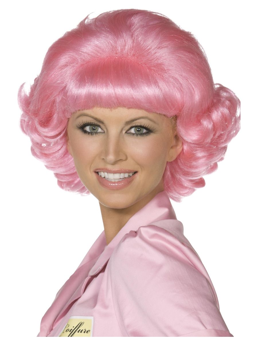 Grease Frenchy Adult Pink Short Curly Wig 1950s Costume Accessory 2