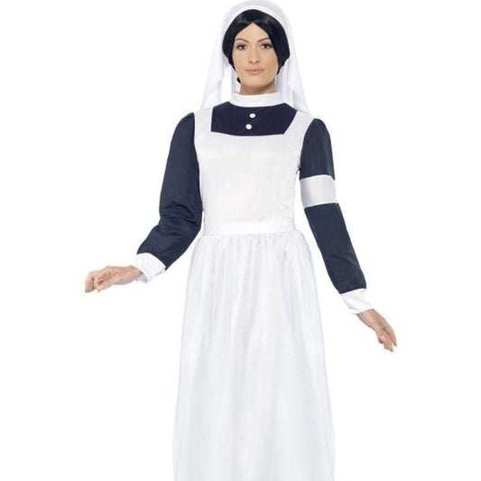 Great War Nurse Costume Adult White Blue Dress Headpiece 1