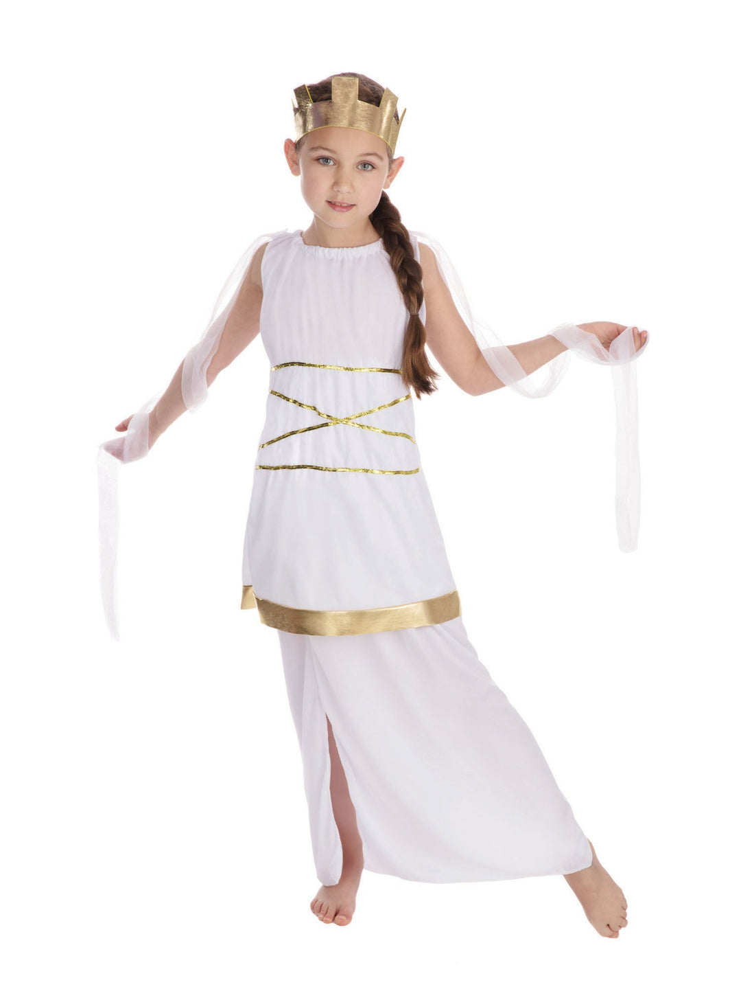Grecian Girls Costume White Greek Kids Dress_1
