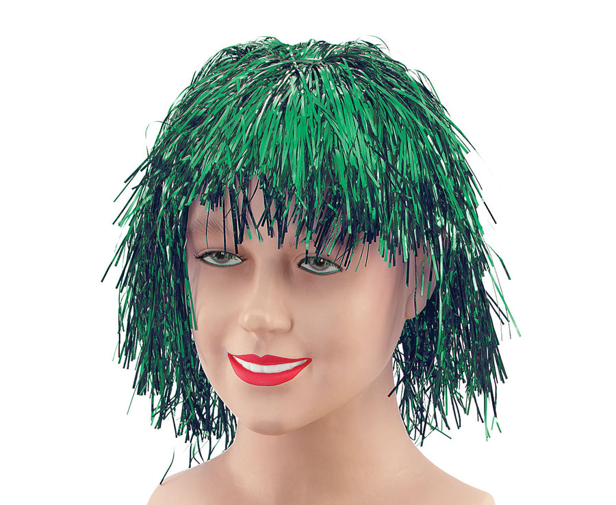 Green Tinsel Wig Fringe Clown Hair_1