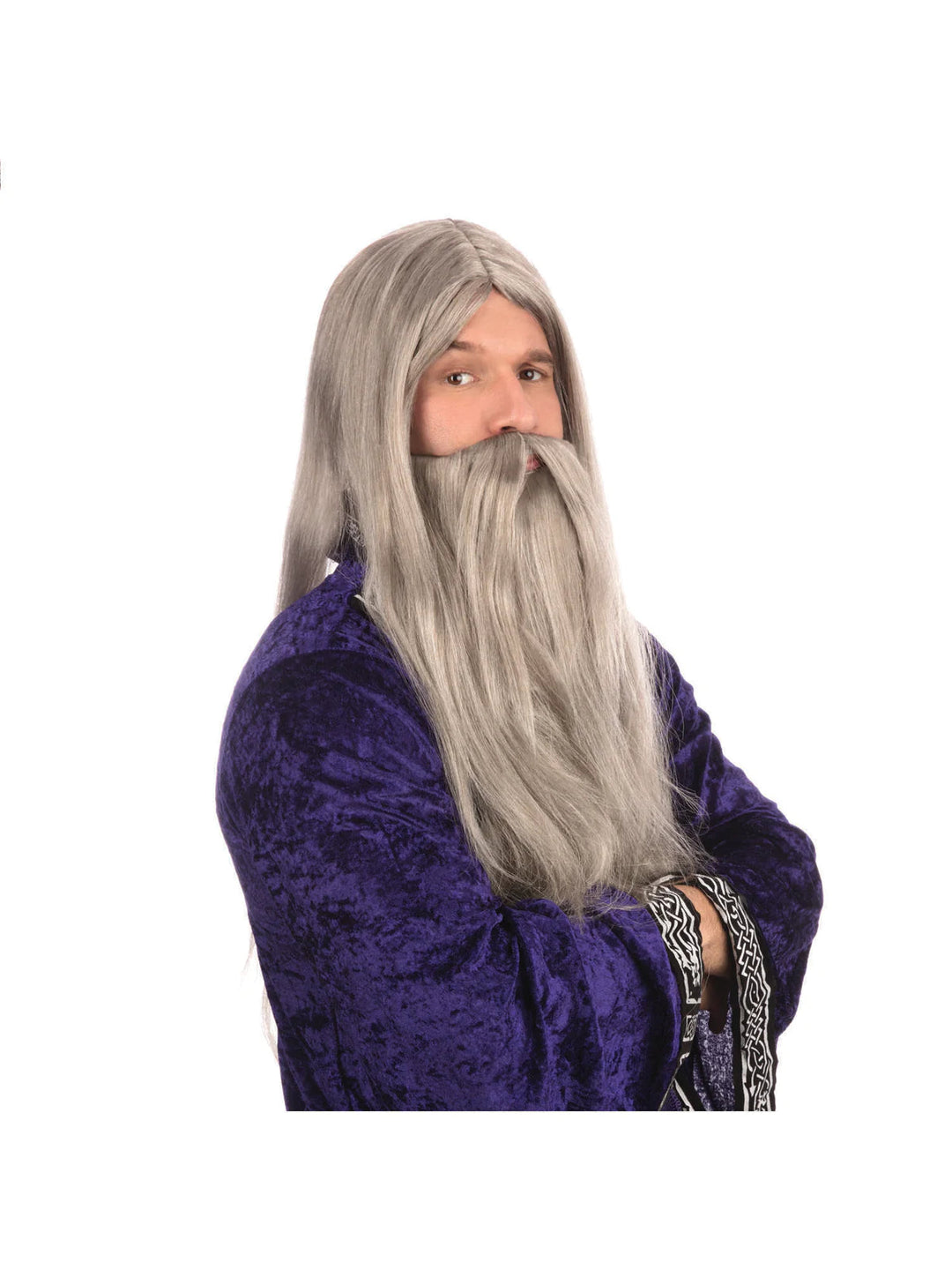 Grey Wizard Wig and Long Beard Set