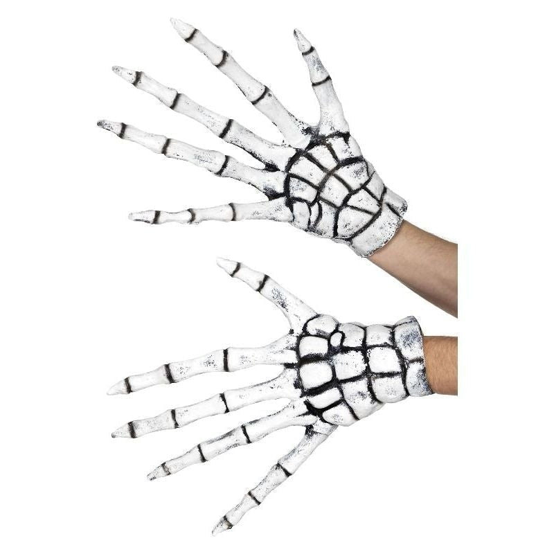 Grim Reaper Skeleton Gloves Adult White Extra Long Latex 2
