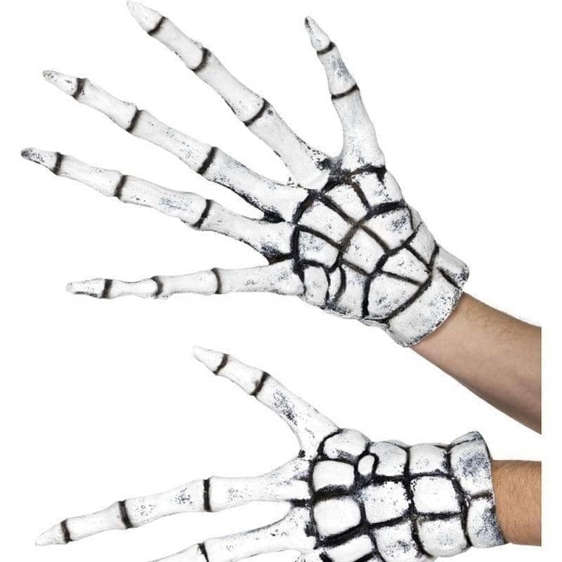 Grim Reaper Skeleton Gloves Adult White Extra Long Latex 1