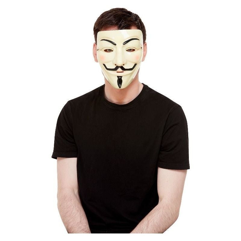 Guy Fawkes Mask Cream Elastic Strap V for Vendetta Adult Costume Accessory 1