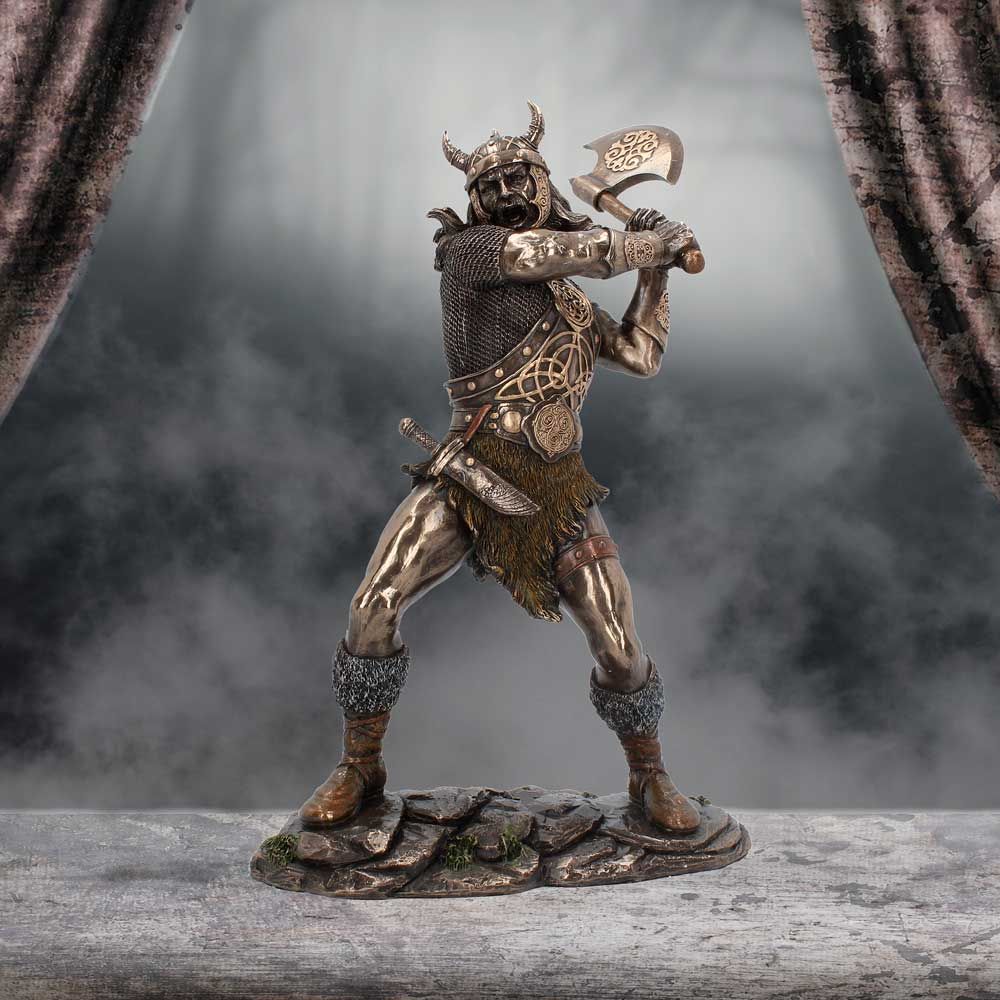 Berserker Bronze Viking Medium Warrior Figurine with Axe 28.5cm 6