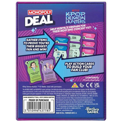 Monopoly Deal KPop Demon Hunters Board Game by Hasbro UK 2