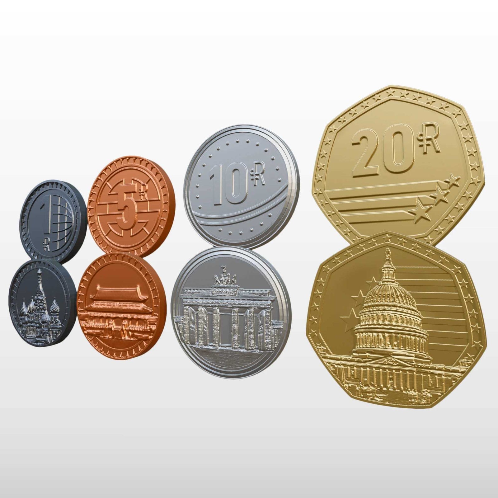 World Order 85 Deluxe Metal Coins Board Game Accessory