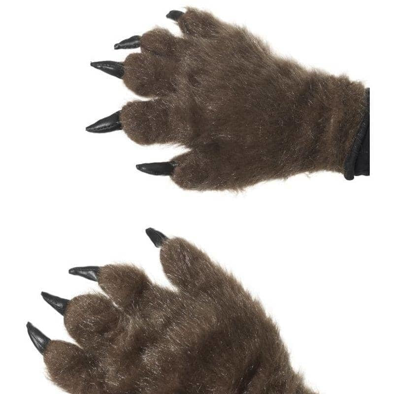 Hairy Monster Hands Adult Brown 1
