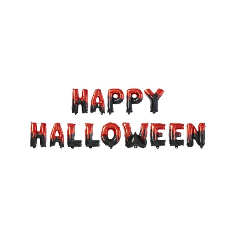 Happy Halloween Foil Balloon Letter Garland All Black Red_1 sm-52953