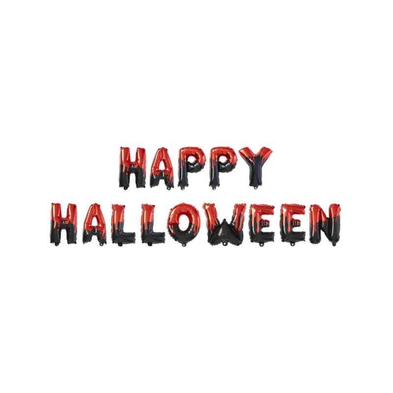 Happy Halloween Foil Balloon Letter Garland All Black Red 1