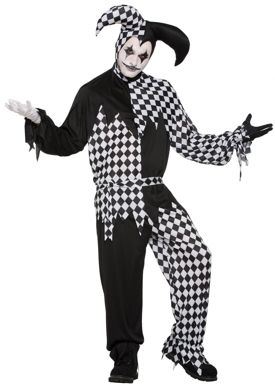Harlequin Clown Dark Jester Adult Costume Male Chest Size 42"_1