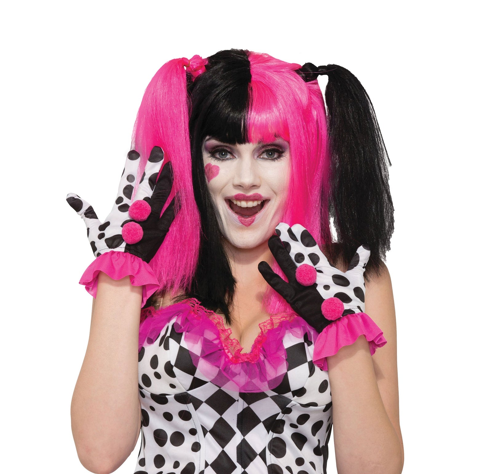 Harlequin Clown Ruffle Gloves Costume Accessory 2