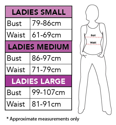 Size Chart Harlequin Jester Costume Ladies