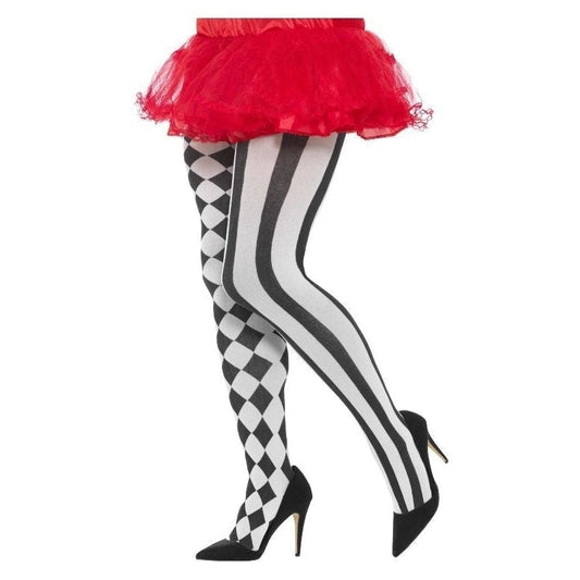 Harlequin Tights Plus Size Adult White Black Harley Quinn Costume Accessory 1