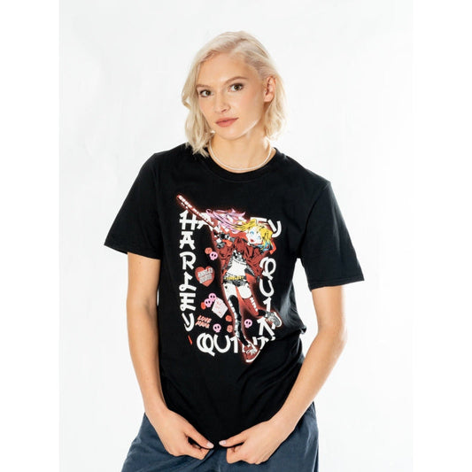 Harley Quinn Black Adult Anime Good Night T-Shirt DC 2
