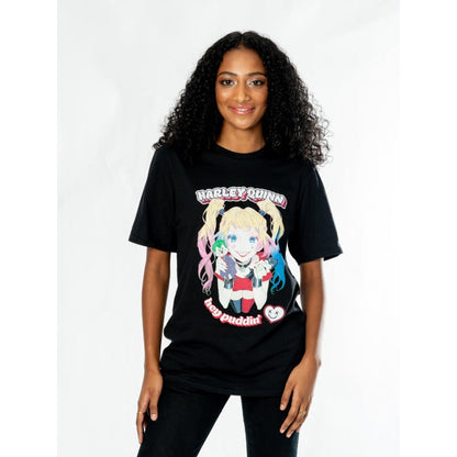 Harley Quinn Black Adult Anime Puddin T-Shirt DC 2