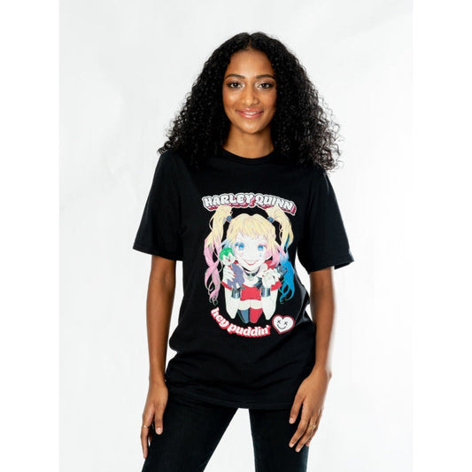 Harley Quinn Black Adult Anime Puddin T-Shirt DC 2