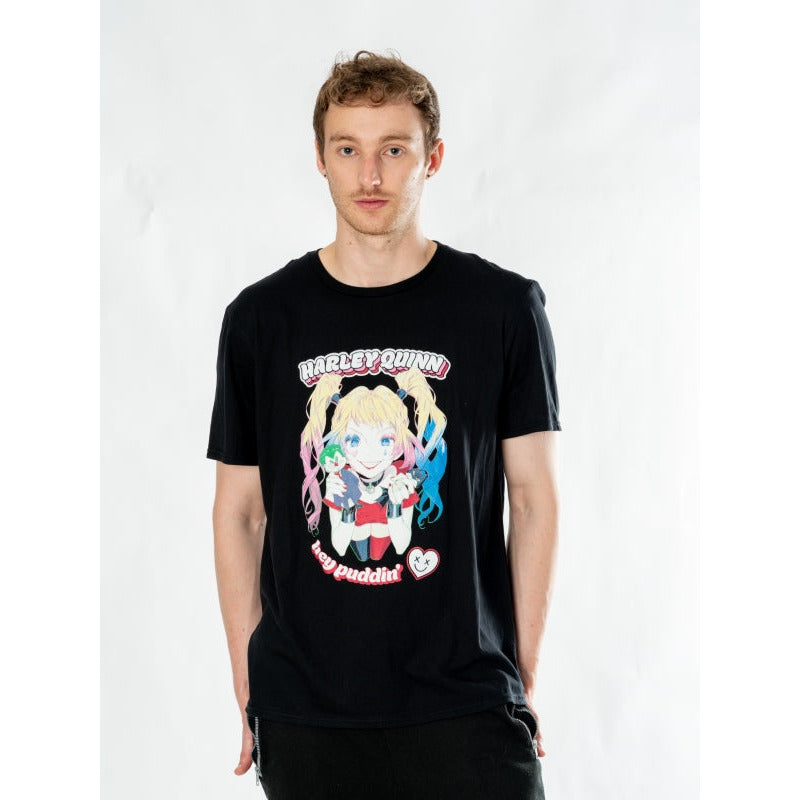 Harley Quinn Black Adult Anime Puddin T-Shirt DC 1