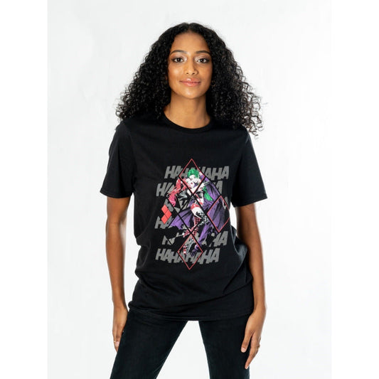 Harley Quinn Joker Black Adult Anime Diamond T-Shirt DC 1