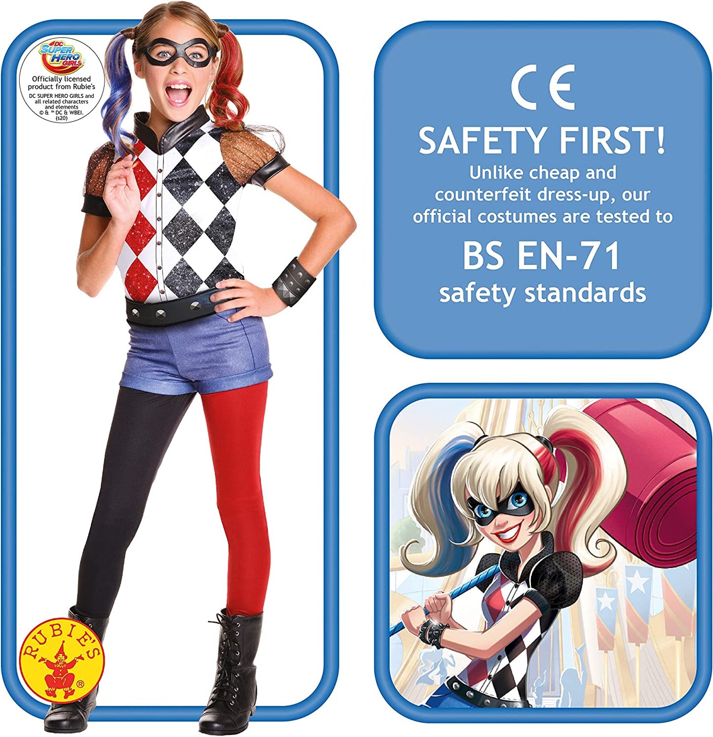 Harley Quinn Kids Costume DC Superhero Girls Deluxe 2