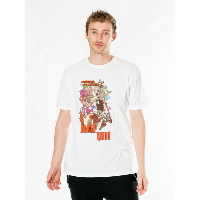 Harley Quinn White Adult Anime Mayhem T-Shirt DC 2