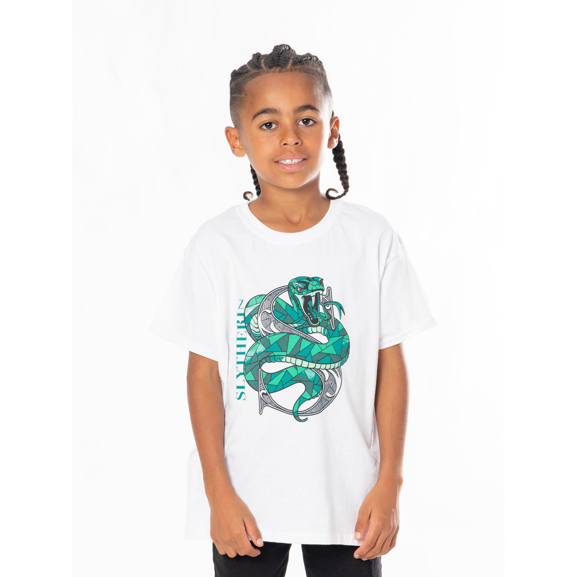 Harry Potter Kids White Slytherin Mosaic T-Shirt 1