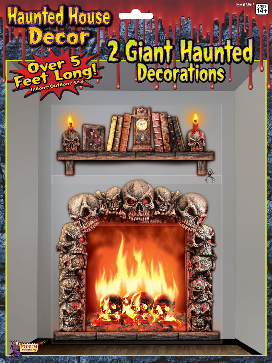 Haunted House Giant Wall Decoration Skull Fireplace_1