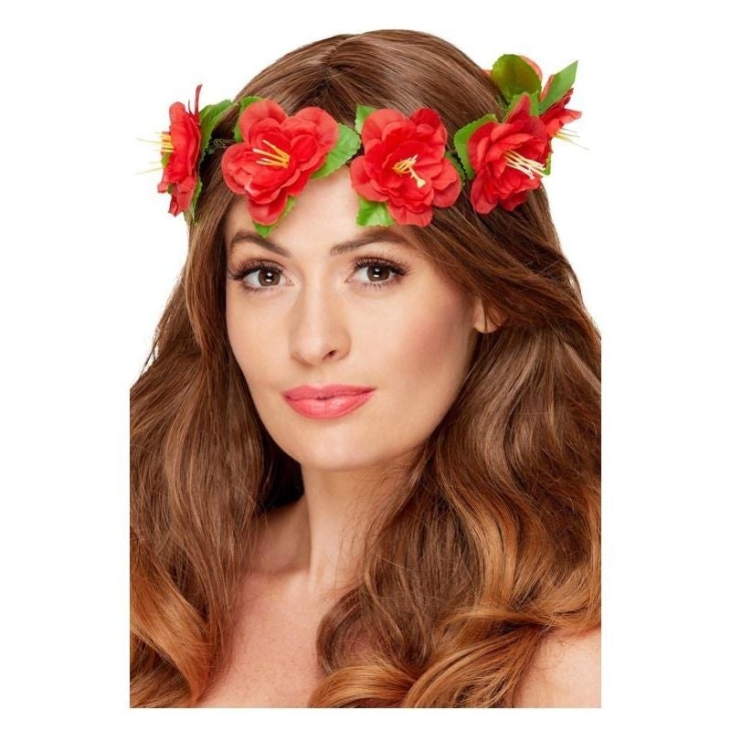 Hawaiian Flower Crown Red Costume Accessory 1