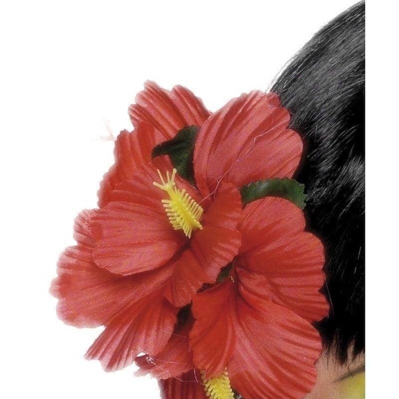 Hawaiian Flower Hair Clip Adult Red_1